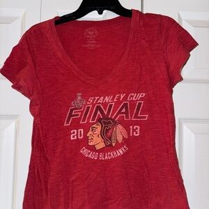 Red Chicago Blackhawks Stanley Cup Final v-neck T-Shirt